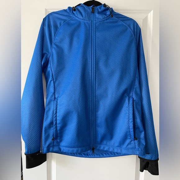 Adidas Climastorm Hooded Jacket Blue Size M Unisex Full Zip Water Resistant - Picture 1 of 9